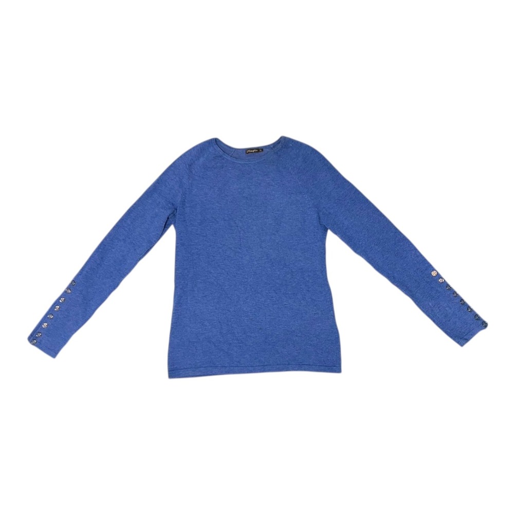J.McLaughlin Women Blue Button Cuff Raglan Long Sleeve Knit Top Sweater XS